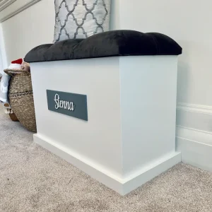 Stylish Wooden Storage Ottoman with Faux Suede Lid