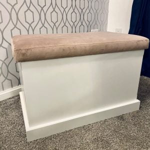 Faux Suede Flat Lid Storage Ottoman