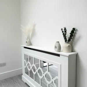 White Poppy Mirrored Radiator Cover