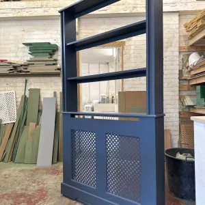 Stiffkey Blue Bookshelf Cover with Regency Fretwork