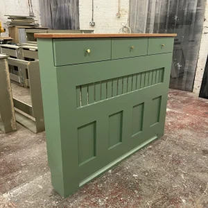 Solid Oak Top Radiator Cover with drawers and panel fretwork