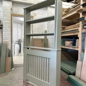 French Grey Vertical Slat Bookshelf Radiator Cover