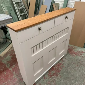 Oak Top Radiator Cover with Stag Handle Drawers