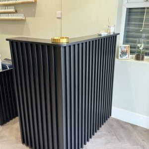 L-Shaped Matt Black Reeded Reception Desk