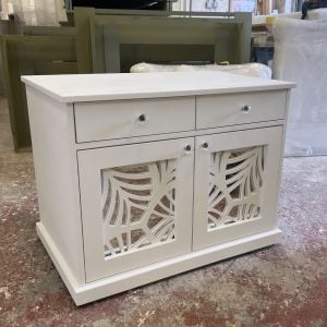 White Mirrored Sideboard with Rainforest Fretwork