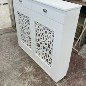 White Floral Grill Cover with Integrated Drawers