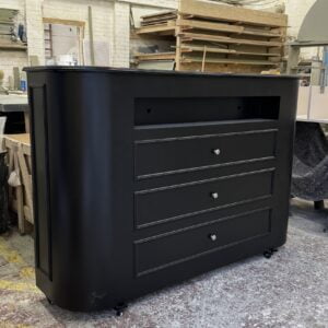 Matt Black Curved Motorised TV Stand