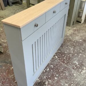 Bespoke Radiator cover vertical slat design with solid oak and drawers