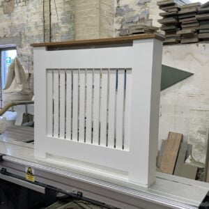 White Radiator Cover with Solid Oak Top - Clearance