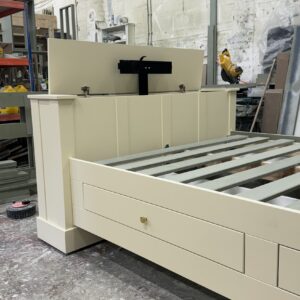 Bespoke Wooden Motorised TV Bed, Cream