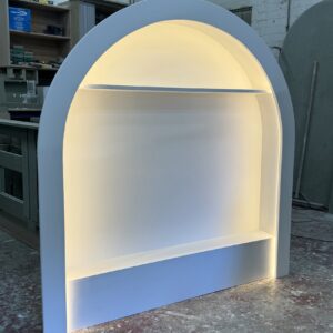 LED-Lit Curved Floating Wall Display Unit